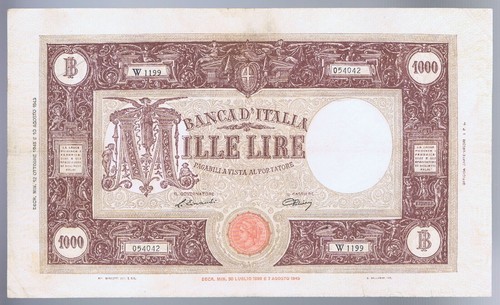 1000 lire grande m - -, "m"