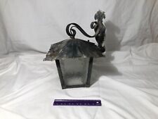 Lampada Da Esterno Ferro Battuto Vintage Lampione Lanterna Vetri Braccio Parete