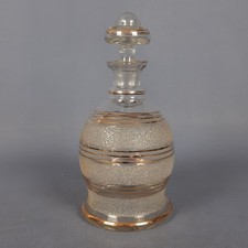 Bottiglia Da Liquore Vetro Murano Satinato Finiture Oro Zecchino Vintage Anni 50