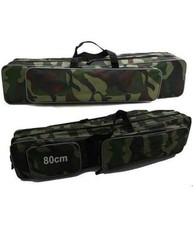 Borsa Fodero Custodia Porta Canne Da Pesca 80cm Con 2 Scomparti Zip Pieghevole
