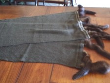 SCIALLE MARRONE DA DONNA CON CODE DI PELLICCIA DI VOLPE VINTAGE ANNI  '70 NUOVO