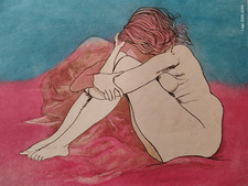 RENATO GUTTUSO- "MALINCONIA" o "CALZE BIANCHE" -UNA DI DUE ACQUAFORTI ACQUATINTE