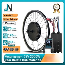Motore mozzo posteriore conversione ebike 72V 3000W 20-29 pollici 135mm dropout brushless