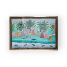 QUADRO CON DIPINTO INDIANO SU SETA