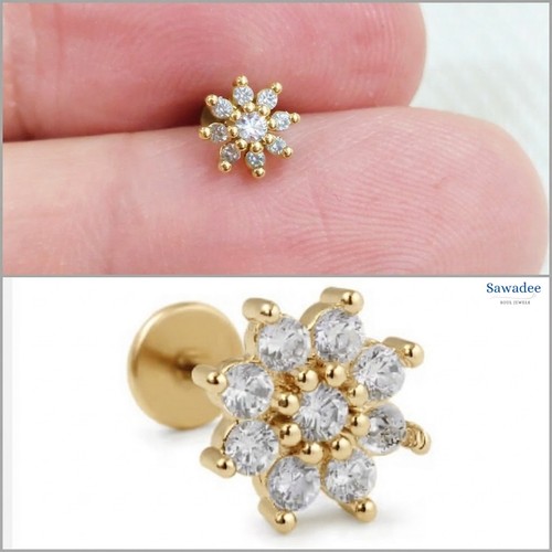 Orecchino piercing fiore - , con