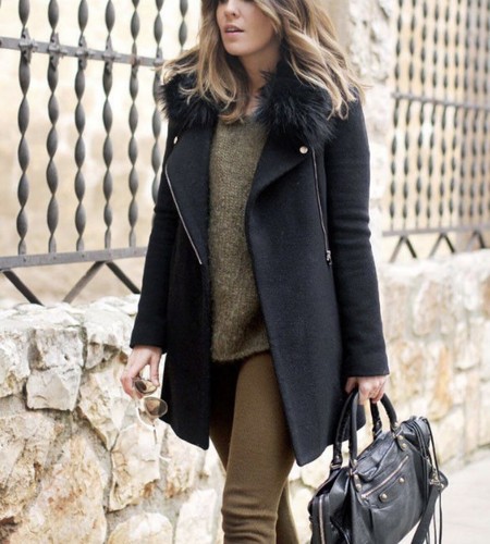 Giacca zara nera pelliccia - giacca,