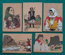 Cartoline Sardegna in Sughero Costumi Lotto 5 Anni '70