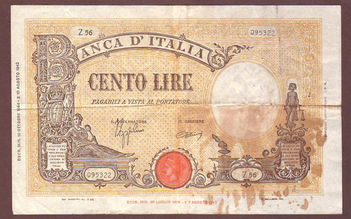 Italy 100 lire 10 1944 - italy, 10.10.1944