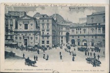 FINE 800' CARTOLINA  NAPOLI PIAZZA S.FERDINANDO CON CARROZZE E CAVALLI VIAGGIATA