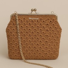 Borsa Crochet fatta a mano ad uncinetto, Punto Ventaglio. Color Caramello