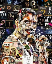 Art Collage Poster Freddie Mercury Print Made Of Classic Rock Music Albums