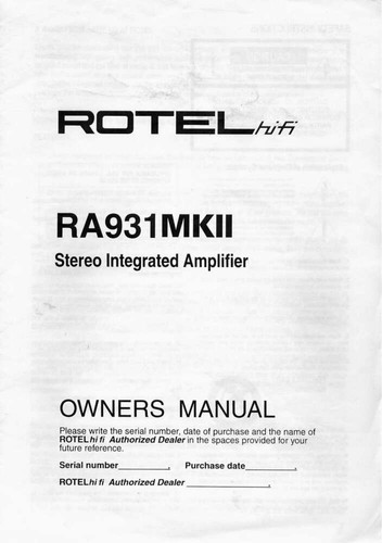 Rotel 931mk2 amplificatore - rotel, ra-931mk2