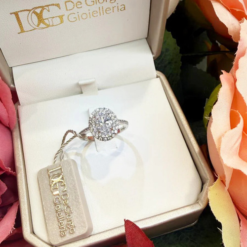 Anello solitario con - , zirconi