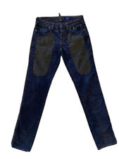 Jeckerson Uomo Pantalone in Velluto Blu con Toppe Grigie Tg. 30