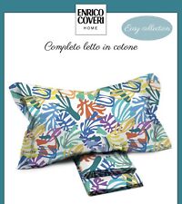 Completo Lenzuola Per Letto Singolo Enrico Coveri Stampato In Puro Cotone 100%