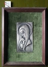 Quadretto maternità bassorilievo firmato  di "Argenteria Di Paolo" vintage