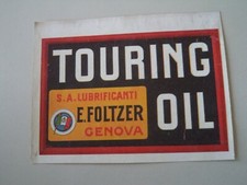 advertising Pubblicità 1925 OLIO TOURING OIL - EMILIO FOLTZER GENOVA
