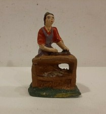 Antico pastore per presepe - DIORAMA FALEGNAME CON BANCO, vintage, PASTA 