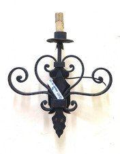 VECCHIA APPLIQUE IN FERRO BATTUTO FORGIATO A MANO LUCE MURO PARETE LAMPADE CH32