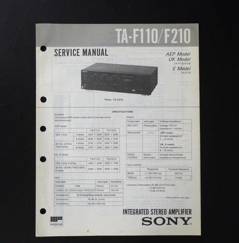 Originale sony f110 f210 - originale, ta-f110/f210