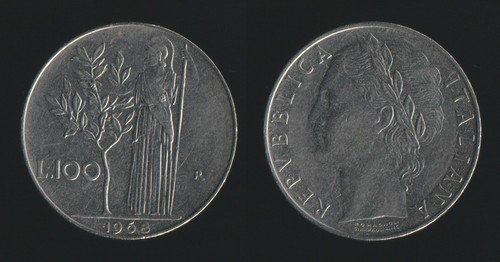 100 lire 1968 minerva - lire, italia