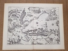 Veduta della città di Plon o Plona Germania Anno 1610 Braun e Hogenberg Ristampa