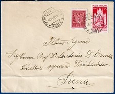 Vaticano - 1940 - Lettera per Siena resa franca con cent.75 "Stampa Cattolica"