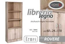Libreria Moderna Scaffale 3 Ripiani 2 ANTE ROVERE Design Casa Ufficio h170*60*24