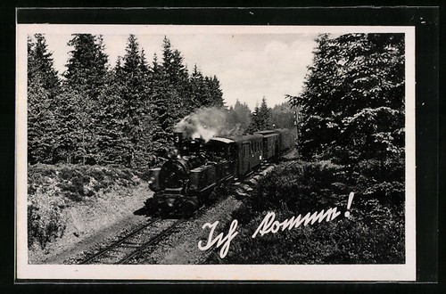 Cartolina treno passeggeri con