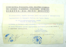 VECCHIO DOCUMENTO COMPAGNIA TEATRO COMICO ROMA TV RAI NINO MELONI INCROCCI