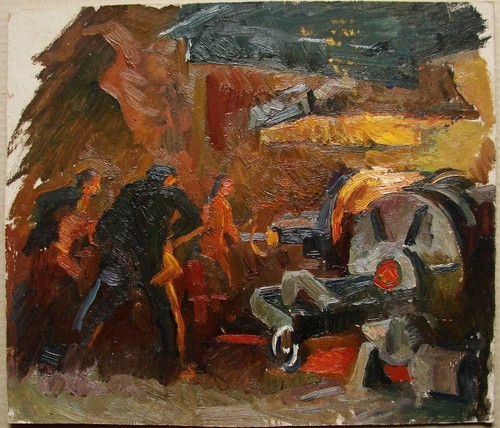Dipinto olio sovietico ucraino