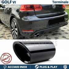 1X TERMINALE di Scarico per VW GOLF 6 in ACCIAIO Inox Nero Clip Plug & Play