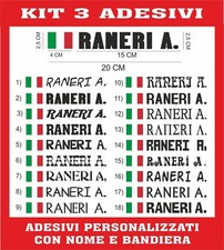 3 ADESIVI NOME + BANDIERA