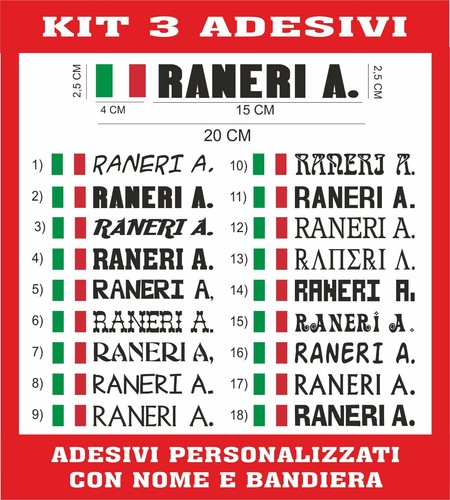 Adesivi nome bandiera - nome, +