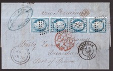 Francia, 1874 lettera piegata a Porto di Spagna, Trinidad -HE71
