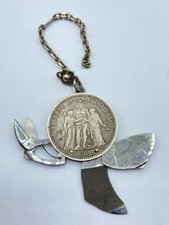 Antico set manicure francese argento convertito 5 franchi 1873 Eloi Paris