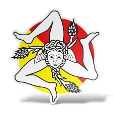 Sticker SICILIA Adesivo Parete Souvenir Decal Murale Bandiera Stemma Flag 
