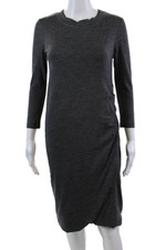 Abito donna Brunello Cucinelli maniche lunghe corpo increspato con lana grigio taglia 6