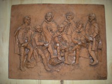 Formella Ceramica Terracotta Musici Budrio Suonatori Ocarina Pannello G.Piani