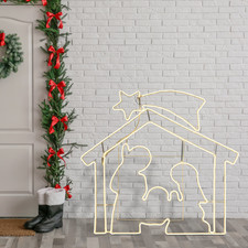 Lotti Presepe Luminoso Gigante Neon 1320 LED Bianco Caldo Natività Natale 115 cm