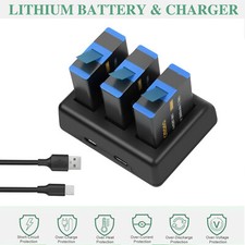 3x Batteria 2000mAh per GoPro Hero 9 / Hero 10 / Hero 11 / Hero 12 Nero + Caricabatterie