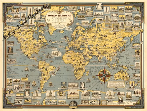 Mappa del mondo poster - mappa, vintage
