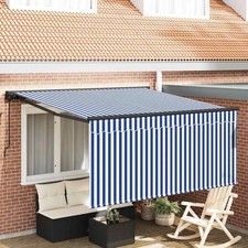 Tenda Retrattile Blu e bianco 300 x 250 cm Tessuto vidaXL