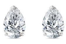 Borchie Diamanti Bianchi Naturali Forma Pera Certificate 4,00 Ct VVS1 Finitura Oro Bianco