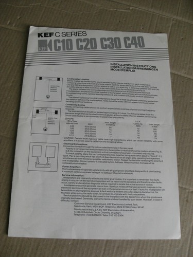 Kef c40 istruzioni - kef,
