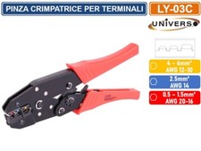 PINZA CRIMPATRICE PER CAPICORDA ISOLATI E NON DA 0.5 A 6mm² CAVI DA 20-10 AWG
