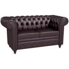 HOMCOM Divano 2 Posti in Stile Chesterfield con Cuscino Rimovibile Marrone