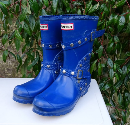 Stivali corti blu con - , borchie