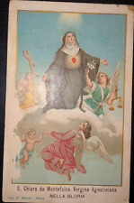 santino antico SANTA CHIARA DA MONTEFALCO con motivi dorati e preghiera 1898