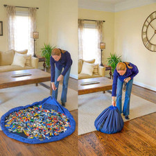 Sacco Portagiochi per Bambini Giocattolo per Coperta Da Gioco (150 Cm) (Blu)